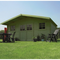 Abri de jardin en bois traité autoclave 28mm ZÜRICH avec double porte 19,71m² - SOLID
