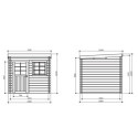 Abri de jardin Nevers 5,66m² en bois traité autoclave 28mm à toit monopente - SOLID