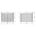 Abri de jardin Brest 8,88m² en bois massif 28mm à toit monopente - SOLID