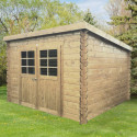 Abri de jardin Brest 8,88m² en bois traité autoclave 28mm à toit monopente - SOLID
