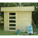 Abri de jardin Bergen 4,99m² en bois massif 28mm avec porte moderne - SOLID