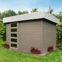 Abri de jardin Oslo 6,22m² en bois massif 28mm avec porte moderne - SOLID