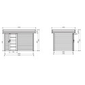 Abri de jardin Oslo 6,22m² en bois massif 28mm avec porte moderne - SOLID