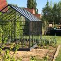 Serre Allium Venus 7,3m² en aluminium laqué gris et verre trempé 3mm + embase incluse - Natura Lams