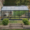 Serre Allium Venus 7,3m² en aluminium laqué gris et verre trempé 3mm + embase incluse - Natura Lams