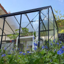 Serre Allium Venus 7,3m² en aluminium laqué gris et verre trempé 3mm + embase incluse - Natura Lams