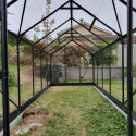 Serre Allium Venus 7,3m² en aluminium laqué gris et verre trempé 3mm + embase incluse - Natura Lams
