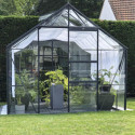 Serre Carvi Merkur 8,10m² en aluminium laqué gris et verre trempé 3mm + embase incluse - Natura Lams