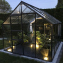 Serre Carvi Merkur 8,10m² en aluminium laqué gris et verre trempé 3mm + embase incluse - Natura Lams
