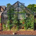 Serre Carvi Merkur 8,10m² en aluminium laqué gris et verre trempé 3mm + embase incluse - Natura Lams