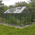 Serre Carvi Merkur 8,10m² en aluminium laqué gris et verre trempé 3mm + embase incluse - Natura Lams