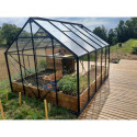 Serre Carvi Merkur 8,10m² en aluminium laqué gris et verre trempé 3mm + embase incluse - Natura Lams