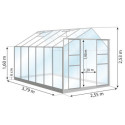 Serre Laurus Uranus 9,85m² en aluminium laqué gris et verre trempé 3mm + embase incluse - Natura Lams