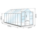 Serre Laurus Uranus 11,45m² en aluminium laqué gris et verre trempé 3mm + embase incluse - Natura Lams