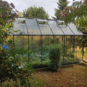Serre Laurus Uranus 11,45m² en aluminium laqué gris et verre trempé 3mm + embase incluse - Natura Lams
