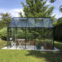 Serre Laurus Uranus 8,25m² en aluminium laqué gris et verre trempé 3mm + embase incluse - Natura Lams