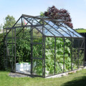 Serre Laurus Uranus 8,25m² en aluminium laqué gris et verre trempé 3mm + embase incluse - Natura Lams
