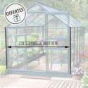 Serre Laurus Uranus 8,25m² en aluminium laqué gris et verre trempé 3mm + embase incluse - Natura Lams