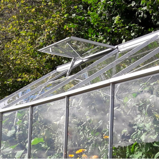Serre Laurus Uranus 14,65m² en aluminium naturel et verre trempé 3mm + embase incluse - Natura Lams