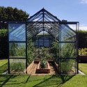 Serre Laurus Uranus 14,65m² en aluminium laqué vert et verre trempé 3mm + embase incluse - Natura Lams