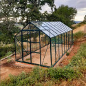 Serre Laurus Uranus 14,65m² en aluminium laqué vert et verre trempé 3mm + embase incluse - Natura Lams