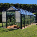 Serre Laurus Uranus 14,65m² en aluminium laqué vert et verre trempé 3mm + embase incluse - Natura Lams