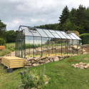 Serre Laurus Uranus 14,65m² en aluminium laqué gris et verre trempé 3mm + embase incluse - Natura Lams