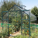 Serre Aloé Diana 8,10m² en aluminium laqué vert et verre trempé 3mm + embase incluse - Natura Lams