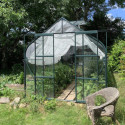 Serre Aloé Diana 9,70m² en aluminium laqué vert et verre trempé 3mm + embase incluse - Natura Lams