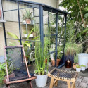 Serre Melissa Ida 1,7m² en aluminium laqué gris et verre trempé 3mm + embase incluse – Natura Lams