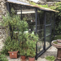 Serre Melissa Ida 2,5m² en aluminium laqué gris et verre trempé 3mm + embase incluse – Natura Lams