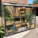 Serre Melissa Ida 3,30m² en aluminium laqué gris et verre trempé 3mm + embase incluse – Natura Lams