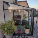 Serre Melissa Ida 4,9m² en aluminium laqué gris et verre trempé 3mm + embase incluse – Natura Lams