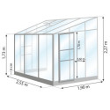 Serre Melissa Ida 4,9m² en aluminium laqué gris et verre trempé 3mm + embase incluse – Natura Lams