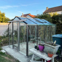 Serre de jardin ESSENTIA 7,3m² en aluminium naturel et verre trempé 4mm + embase incluse - Lams