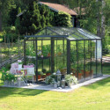 Serre de jardin ESSENTIA 8,97m² en aluminium laqué et verre trempé 4mm + embase incluse - Lams
