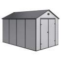 Abri de jardin en résine gris 8,90m² + kit de fondation - JOBU