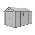 Abri de jardin en résine gris 8,90m² + kit de fondation - JOBU