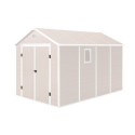 Abri de jardin en résine beige 8,90m² + kit de fondation - JOBU