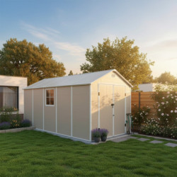 Abri de jardin plastique beige 242x456cm Jôbu