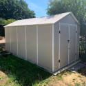Abri de jardin en résine beige 11m² + kit de fondation - JOBU