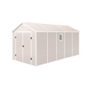 Abri de jardin en résine beige 11m² + kit de fondation - JOBU