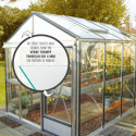 Serre de jardin LUXIA 7,3m² en aluminium naturel et verre trempé 4mm + embase incluse - Lams