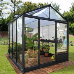 Serre de jardin LUXIA 7,3m² en aluminium laqué et verre trempé 4mm + embase incluse - Lams