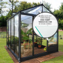 Serre de jardin LUXIA 7,3m² en aluminium laqué et verre trempé 4mm + embase incluse - Lams