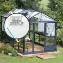 Serre de jardin LUXIA 10,80m² en aluminium laqué et verre trempé 4mm + embase incluse - Lams