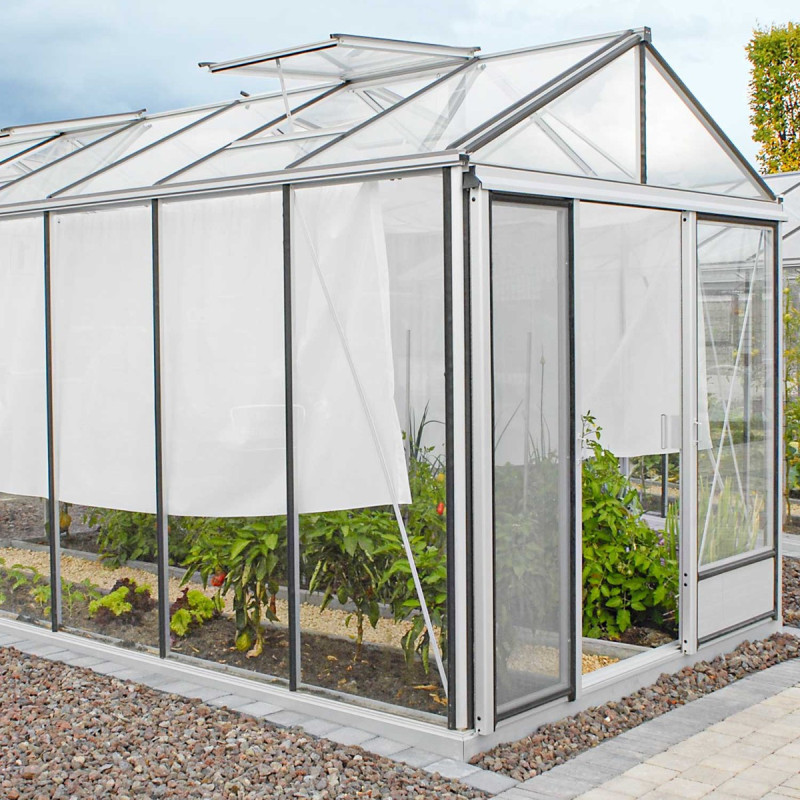 Serre de jardin LUXIA 12,50m² en aluminium naturel et verre trempé 4mm + embase incluse - Lams