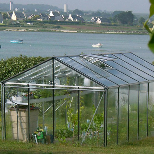 Serre de jardin LUXIA 16,40m² en aluminium naturel et verre trempé 4mm + embase incluse - Lams
