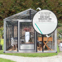 Serre de jardin SUPRA 12m² en aluminium naturel et verre trempé 4mm + embase incluse - Lams