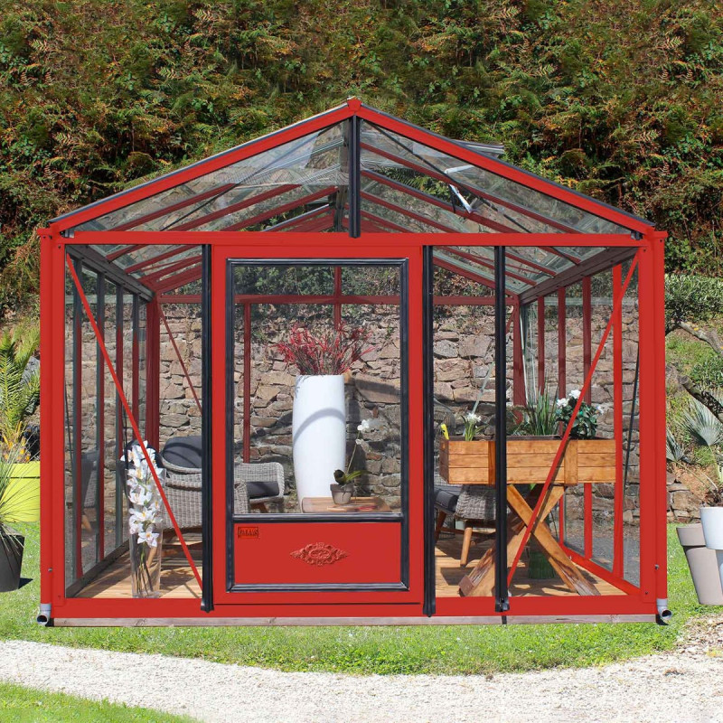 Serre de jardin SUPRA 12m² en aluminium laqué et verre trempé 4mm + embase incluse - Lams